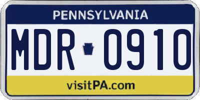 PA license plate MDR0910