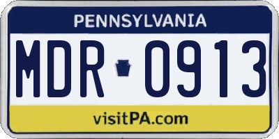PA license plate MDR0913