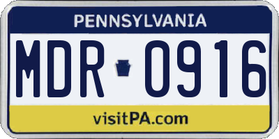 PA license plate MDR0916