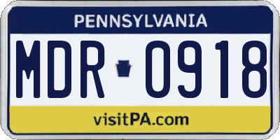 PA license plate MDR0918