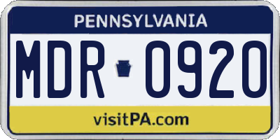 PA license plate MDR0920