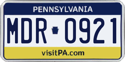 PA license plate MDR0921