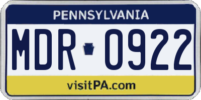 PA license plate MDR0922