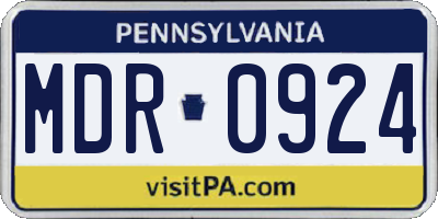 PA license plate MDR0924