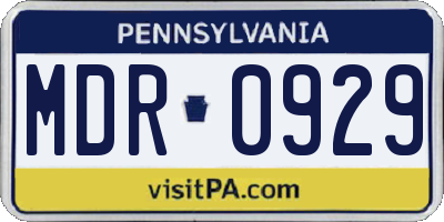 PA license plate MDR0929