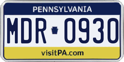 PA license plate MDR0930