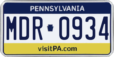 PA license plate MDR0934