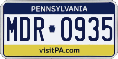 PA license plate MDR0935