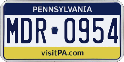 PA license plate MDR0954