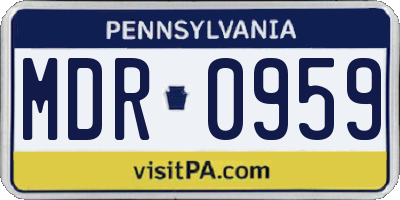 PA license plate MDR0959