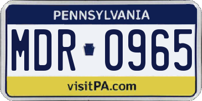 PA license plate MDR0965