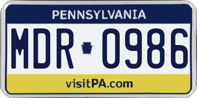PA license plate MDR0986