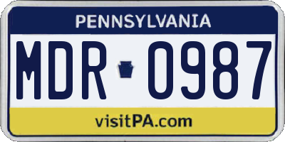 PA license plate MDR0987