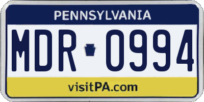 PA license plate MDR0994