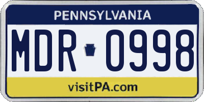 PA license plate MDR0998