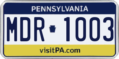 PA license plate MDR1003