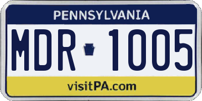 PA license plate MDR1005