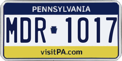 PA license plate MDR1017
