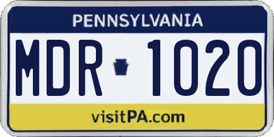 PA license plate MDR1020