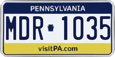 PA license plate MDR1035