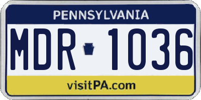 PA license plate MDR1036