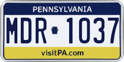 PA license plate MDR1037