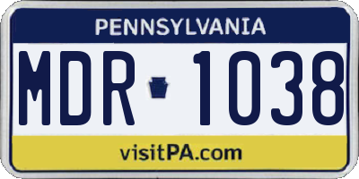 PA license plate MDR1038