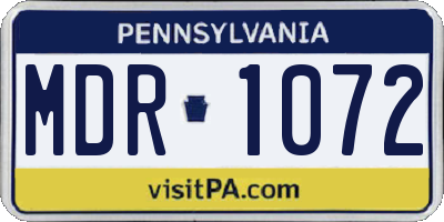 PA license plate MDR1072