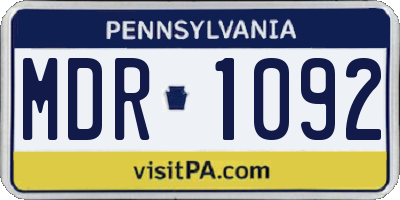 PA license plate MDR1092