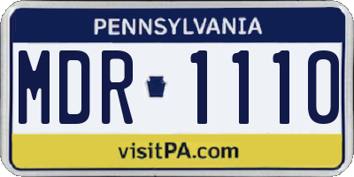 PA license plate MDR1110