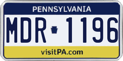 PA license plate MDR1196