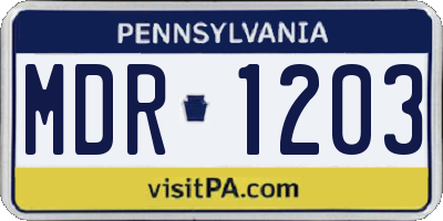 PA license plate MDR1203