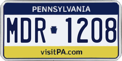 PA license plate MDR1208