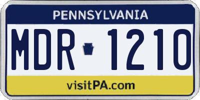 PA license plate MDR1210