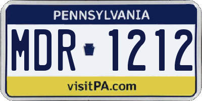 PA license plate MDR1212