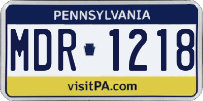 PA license plate MDR1218