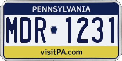 PA license plate MDR1231