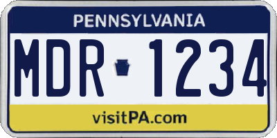 PA license plate MDR1234