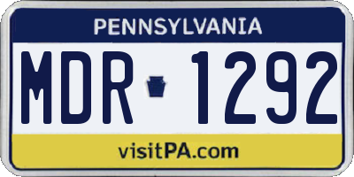PA license plate MDR1292