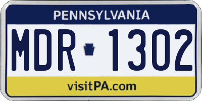 PA license plate MDR1302