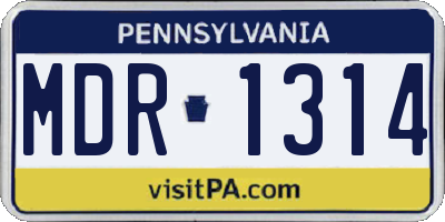 PA license plate MDR1314