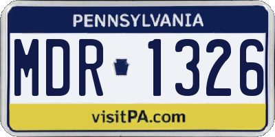 PA license plate MDR1326