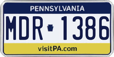 PA license plate MDR1386