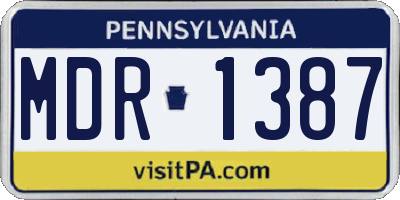 PA license plate MDR1387