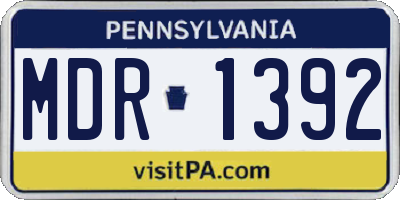 PA license plate MDR1392