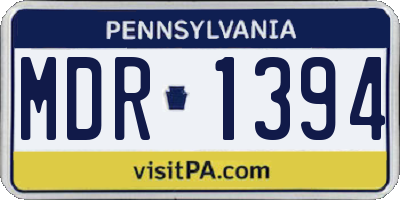 PA license plate MDR1394