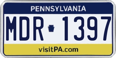 PA license plate MDR1397