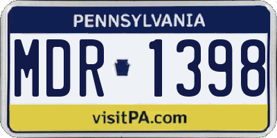 PA license plate MDR1398
