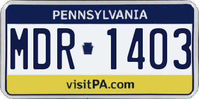 PA license plate MDR1403