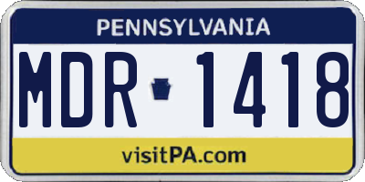 PA license plate MDR1418